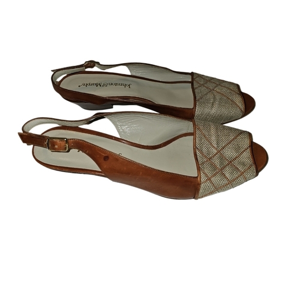 Johnson & Murphy VTG Peep Toe Sling Back 60s All Leather Italy 8.5 - Picture 4 of 8